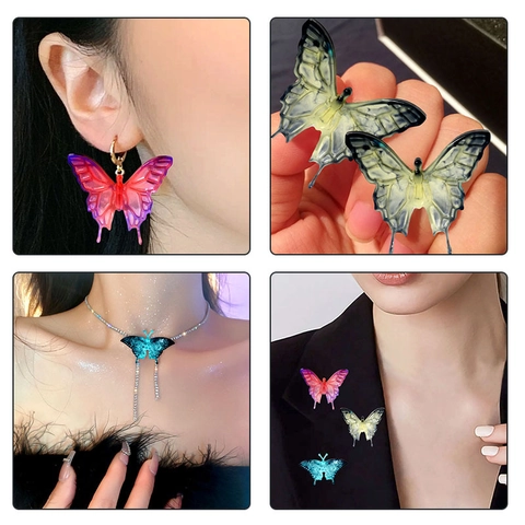 Moule En Silicone Papillon Multi Cavités 3D Résine Époxy DIY Création De Bijoux Pour Boucles D'oreilles Pendentifs Colliers Outil