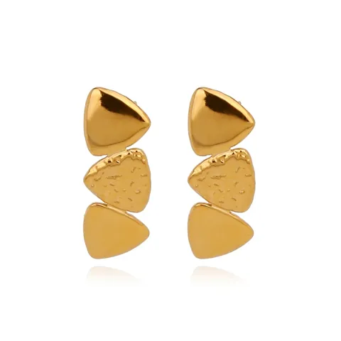 Trendige 316L Edelstahl Geometrische Gold Ohrringe Für Damen Lava Textur Dreieck Herz Blume Blatt Ohrstecker Schmuck