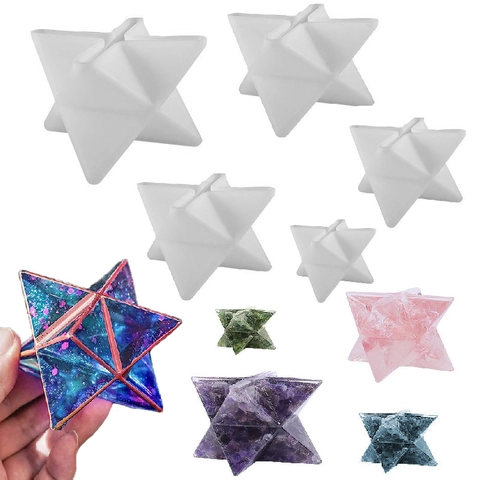 Merkaba Star Silicone Mold For Resin Casting Geometric Polyhedron Jewelry Making DIY Crafts Tool Translucent