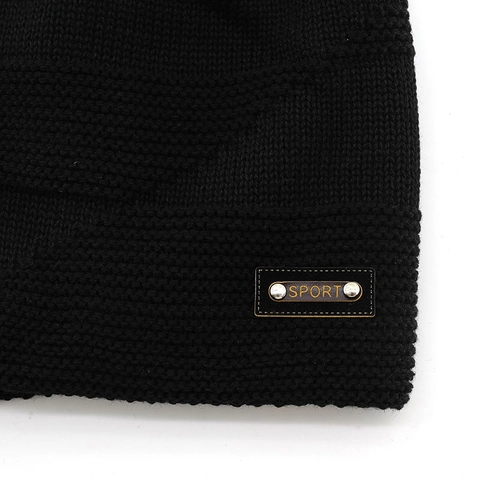 Berretto In Maglia Invernale Per Uomo Donna Foderato In Pile Caldo Beanie Sport Patch In Pelle Termico