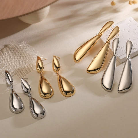 Vintage Waterdruppel Oorbellen Voor Dames Koper Verguld Minimalistische Hangoorbellen Elegante Glad Gepolijste Sieraden