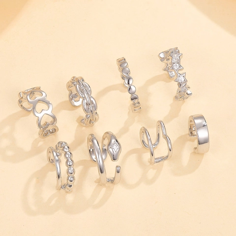 925 Sterling Silver Ear Cuff For Women Rhinestone Star Heart Snake Shaped Non Piercing Clip On Earrings Minimalist Jewelry