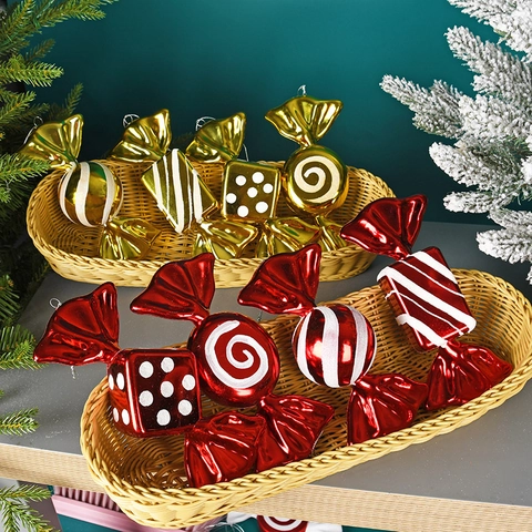Ornamenti Appesi Caramelle Di Natale PVC Dipinto Galvanizzato Colorato Spirale Righe Decorazione Albero Festiva