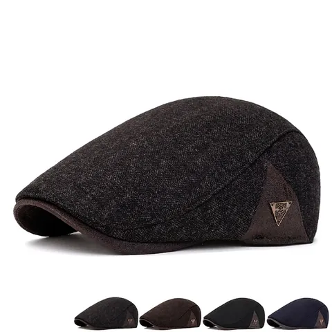 Coppia Da Uomo Retro Britannico Spina Di Pesce Regolabile Calda Foderata In Pile Berretto Per Autunno Inverno