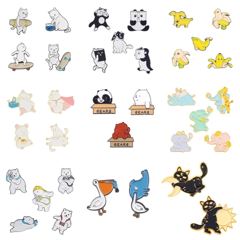 Cartoon Tier Emaille Pin Legierung Brosche Abzeichen Schmuck Für Rucksäcke Taschen Kleidung Süße Katze Panda Hund Zubehör