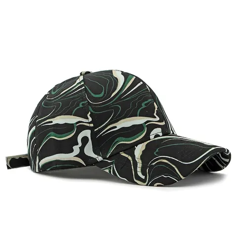 Retro Marble Graffiti Print Baseball Cap Hard Top Outdoor Sun Protection Adjustable Fashion Peaked Hat For Men Women