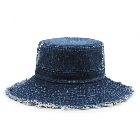 Sombrero De Pescador De Mezclilla Lavada Para Mujer Vintage Desgastado Con Bordes Deshilachados Retro Ajustable