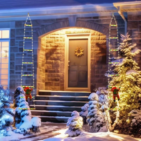 Climbing Santa Claus LED Ladder Lights USB Powered Remote Multiple Modes Warm White Glow Christmas Outdoor Indoor Decor