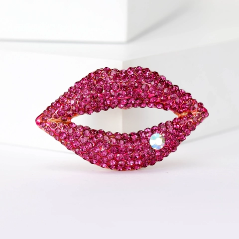 Lip Shape Brooch Full Rhinestone Alloy Fashion Clothing Accessory Pin For Women