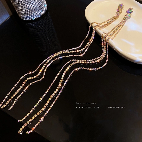 Lange Kwastje Oorbellen Met Steentjes En 925 Sterling Zilveren Oorbelpost Vintage Luxe Sieraden Voor Dames Feest