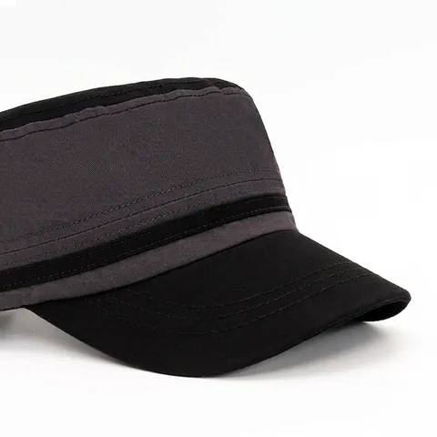 Berretto Militare Uomo Cotone Tetto Piatto Vintage Regolabile Esterno Protezione Solare Traspirante Casuale