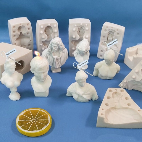 Klassische Porträt Büsten Silikonform Für DIY Kerzen Seifen Gips Guss Kunst Skulptur Römische Statue Basteln