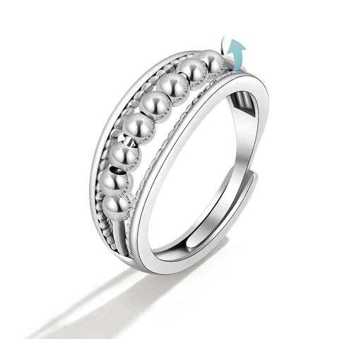 Bague Simple en Cuivre avec Perles Rotatives contre l'Anxiété pour Femme Ajustable Anneau Anti-Stress Bijoux Fantaisie