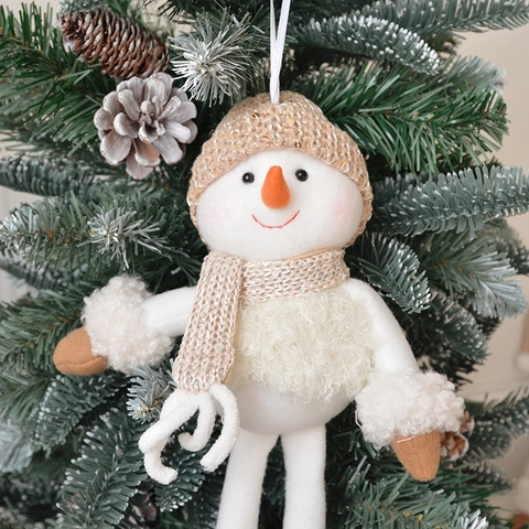 Christmas Hanging Ornaments Plush Santa Claus Snowman Knitted Long Legged Doll Home Holiday Tree Decorations