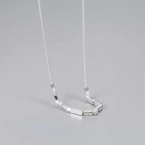 Collier Pendentif Cube Géométrique en Argent Sterling 925 Chaîne Clavicule Carrée Minimaliste pour Femme Bijoux de Mode Style INS