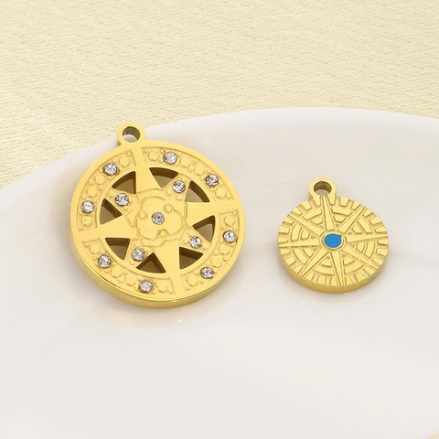 Edelstahl Anhänger Vergoldet Mit Zirkonia Stern Nordstern Sonnenstrahl Motiv Für DIY Schmuckherstellung