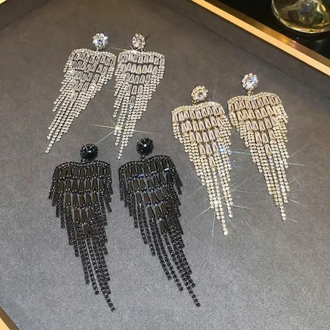 Lange Quasten Ohrringe Mit 925 Sterling Silber Ohrstecker Legierung Voller Zirkonia Kronleuchter Hochzeit Party Schmuck