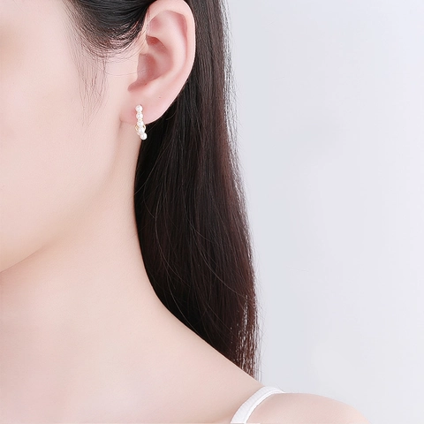 Orecchini A Cerchio In Argento Sterling Con Künstliche Perle Bianche Cerchio Geometrico Stile Minimalista Gioielli Da Donna