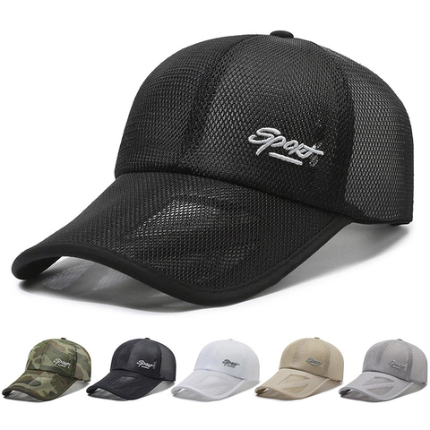 Baseball Cap Breathable Mesh Sport Embroidery Adjustable Curved Brim Summer Outdoor Sun Protection For Men Women