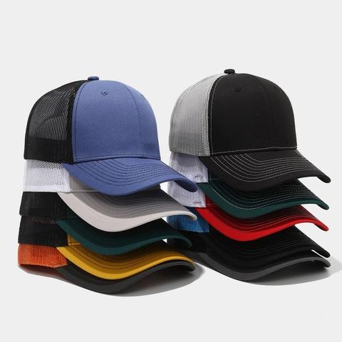 Ρυθμιζόμενο Καπέλο Trucker με Πλέγμα Unisex Αναπνεύσιμο Καπέλο Μπέιζμπολ Σκίαση για Εξωτερικούς Χώρους Μονόχρωμο Αντιθέσεις Ραφών Καπέλο από Μείγμα Βαμβακιού