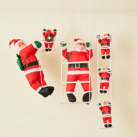 Climbing Santa Claus Hanging Decoration Polyester Cloth Plastic Festive Xmas Holiday Party Ornament Outdoor Indoor