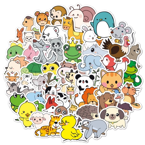 50 Pieces Forest Animal Stickers Cartoon Forest Baby Doodle Decals For Kids Birthday Party Waterproof Water Cup Laptop Stickers