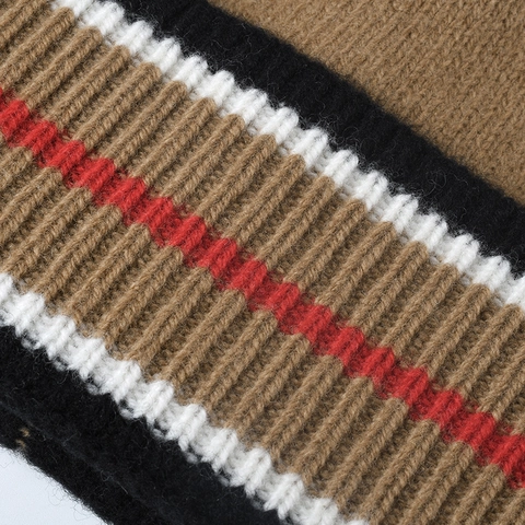 Wool Knitted Beanie Hat Striped Ribbed Cuff Warm Thickened Winter Outdoor Fashion Unisex