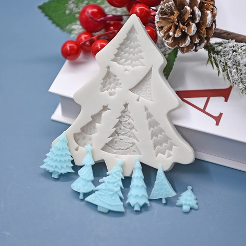 Kerstboom Siliconen Cake Vorm Kerstman Rendier Sneeuwvlok Patroon Fondant Chocolade Bakken Doe-het-zelf Vakantie Decor