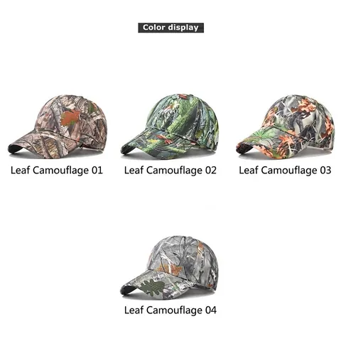 Baseball Cap Realistic Forest Leaf Camo Cotton Polyester Blend Adjustable Sun Protection Outdoor Hunting Fishing Hat