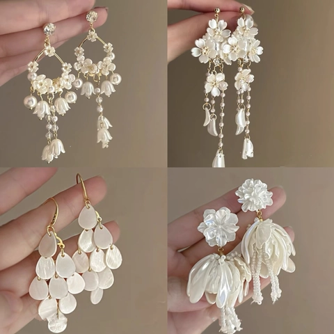 Orecchini A Fiore Con Künstliche Perle E Perno In Argento Sterling 925 Lega Strass Nappa Stile Francese Per Donne Eleganza