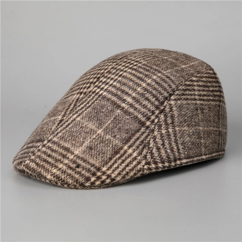 Herren Retro Karo Schirmmütze Wolle Warm Ivy Cap Britische Newsboy Mütze Vintage Winter Herbst Winddicht Outdoor Kopfbedeckung