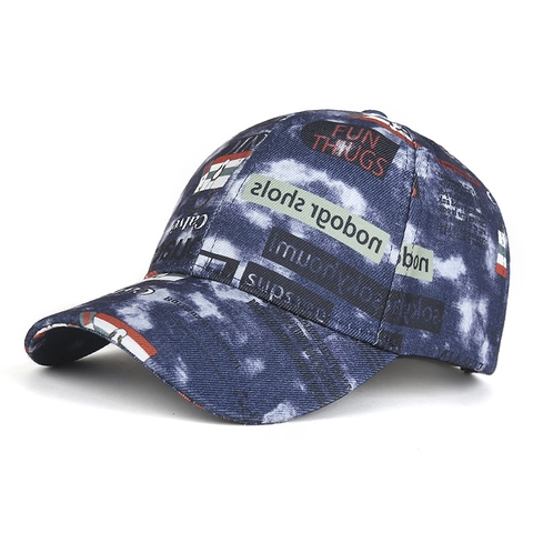 Gorra de Béisbol con Estampado de Grafiti Tie-Dye Ajustable Sombrero de Sol Moda Callejera Hip Hop Snapback Hombre Mujer