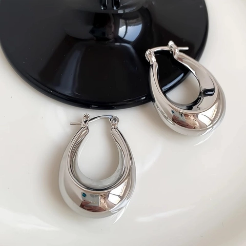 Orecchini A Cerchio Spessi Rame Lucidato Goccia D'acqua Forma A U Minimalista Gioielleria Donna