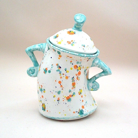 Funny Attitude Ceramic Storage Jar With Lid Hands On Hips Handle Colorful Polka Dots Sugar Bowl Home Kitchen Decor