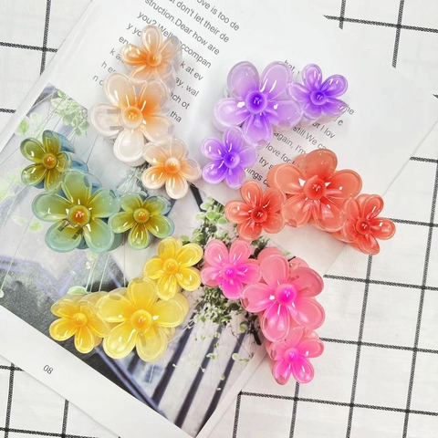 Elegant Flower Hair Claw Clip Gradient Acrylic Resin Petal Hairpin Fashion Korean Style Hair Accessory For Women