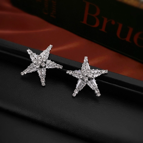 Orecchini A Lobo Stella Marina In Cristallo Di Lega Con Perno In Argento Elegante Piccolo Gioiello Per Donne