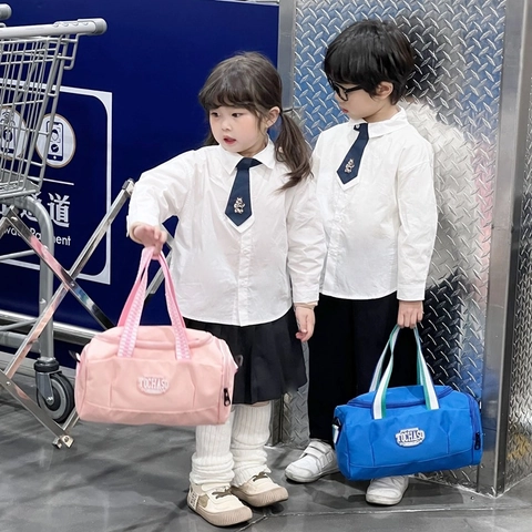 Borsa Sportiva Cilindrica Per Bambini Nylon Leggera Tracolla Borsa A Mano Per Danza Nuoto Viaggio Ragazzi Ragazze Cinghie A Righe