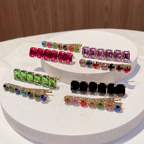 Eleganti Fermagli Per Capelli Con Strass Forcine In Lega Di Cristallo Artificiale Colorate Stile Coreano Per Donne Ragazze