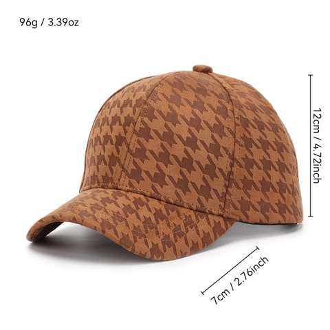 Cappello Da Baseball Pied De Poule Tessuto Scamosciato Fibbia In Metallo Regolabile Protezione Solare Vintage Casual Sportivo