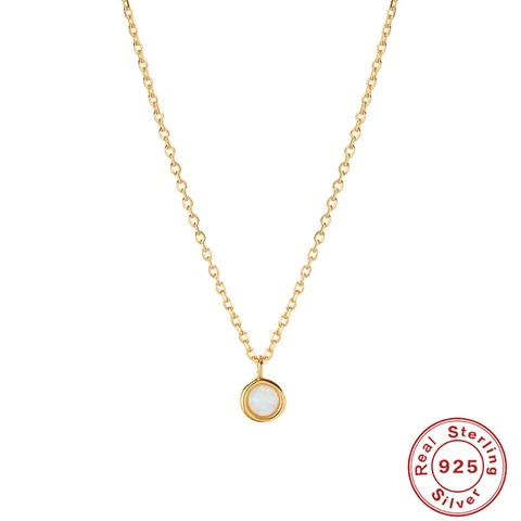 Elegante Collana Con Ciondolo in Opale Argento Sterling 925 Placcato Oro Catena Girocollo Minimalista Gioielli Regalo Per Donna
