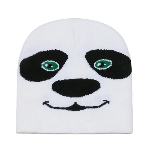 Cute Panda Jacquard Knitted Beanie Hat Acrylic Warm Winter Cap For Men Women Students Cartoon Style