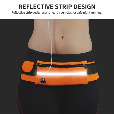 Neoprene Waterproof Running Waist Pack Reflective Sports Belt Bag With Earphone Hole For Marathon Gym Fitness Jogging Unisex
