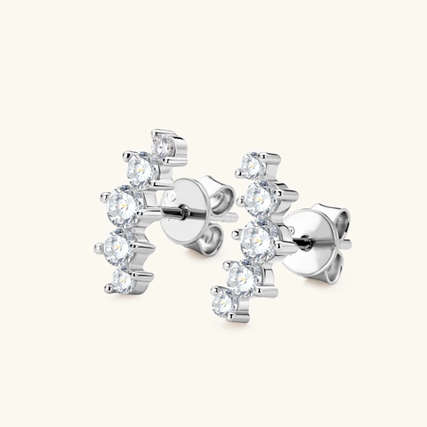 Moissanite Curved Smile Row Stud Earrings With 925 Sterling Silver Earring Post D Color VVS1 Gemstone Jewelry For Women