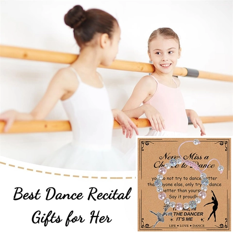 Ballerina Mädchen Anhänger Imitation Künstliche Perle Armband Verstellbar Künstliche Perlen Rosa Kordel Mit Funkelndem Strassball Geschenk Für Mädchen