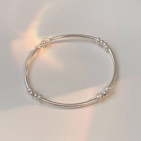 Minimalistische Armband Van 925 Sterling Zilver En Zoetwaterparels Handgemaakte Elegante Sieraden Voor Dames