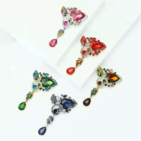 Spilla Vintage in Lega a Goccia con Strass da Donna di Lusso Floreale Cristallo Goccia d'Acqua Spilla da Risvolto Gioielli per Feste Matrimoni