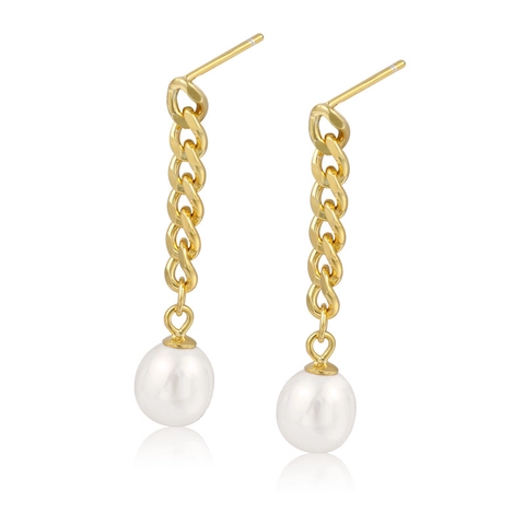 Orecchini Pendenti Con Perno in Argento Sterling 925 Eleganti Perle Artificiali Lunghe Nappe Catena Orecchini per Donna Gioielli Vintage