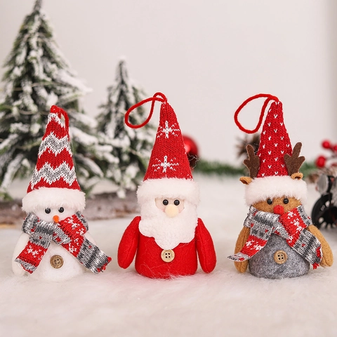 LED Leuchtende Weihnachts Puppe Hängende Ornamente Gestrickter Flanell Stoff Weihnachtsmann Schneemann Rentier Baum Deko