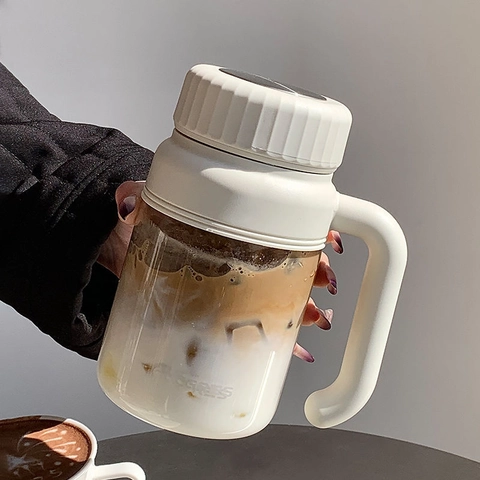 Taza De Té De Vidrio Grande Con Mango E Infusor De Acero Inoxidable Vaso De Borosilicato Resistente Al Calor Oficina