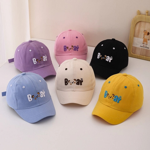 Casquette De Baseball Enfant Coton Brodé Ours Chapeau Soleil Respirant Décontracté Réglable Garçons Et Filles